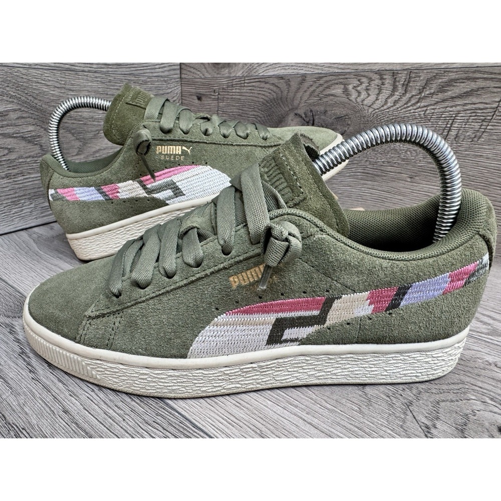Puma Suede Classic Green Women's Sz 6.5 Sneakers Shoes